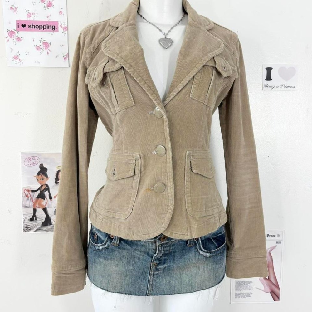 Tattoo Jeans Beige Corduroy Fitted Blazer (M)